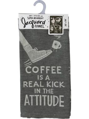 Primitives by Kathy Gray Jacquard 'Coffee Is A Real Kick In The Attitude' Towel